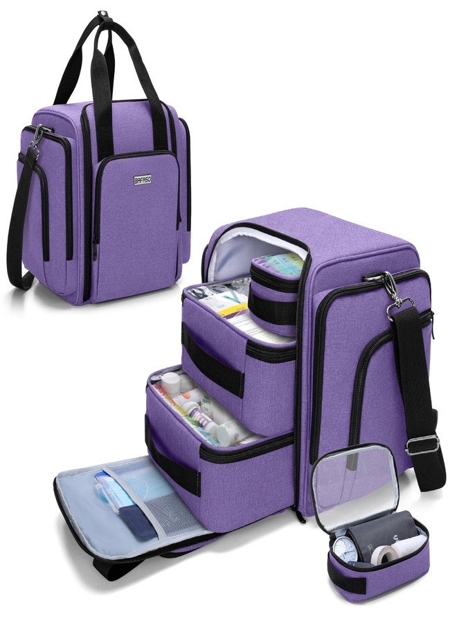 BAFASO Large Pill Bottle Organizer with 4 Inner Removable Pouches, Medicine Bag Come with Shoulder Strap (Bag ONLY),Purple - Image 1